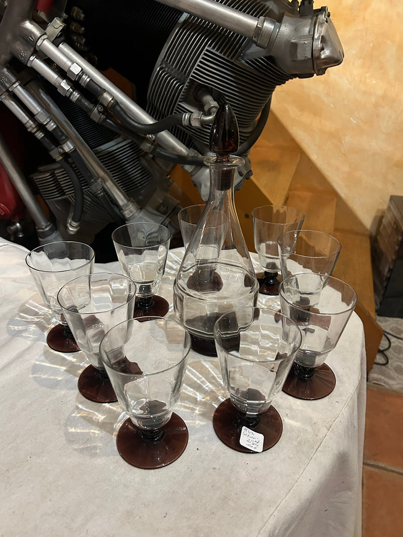 Lot de 9 verres à vin et carafe ART DECO - Réf 4591