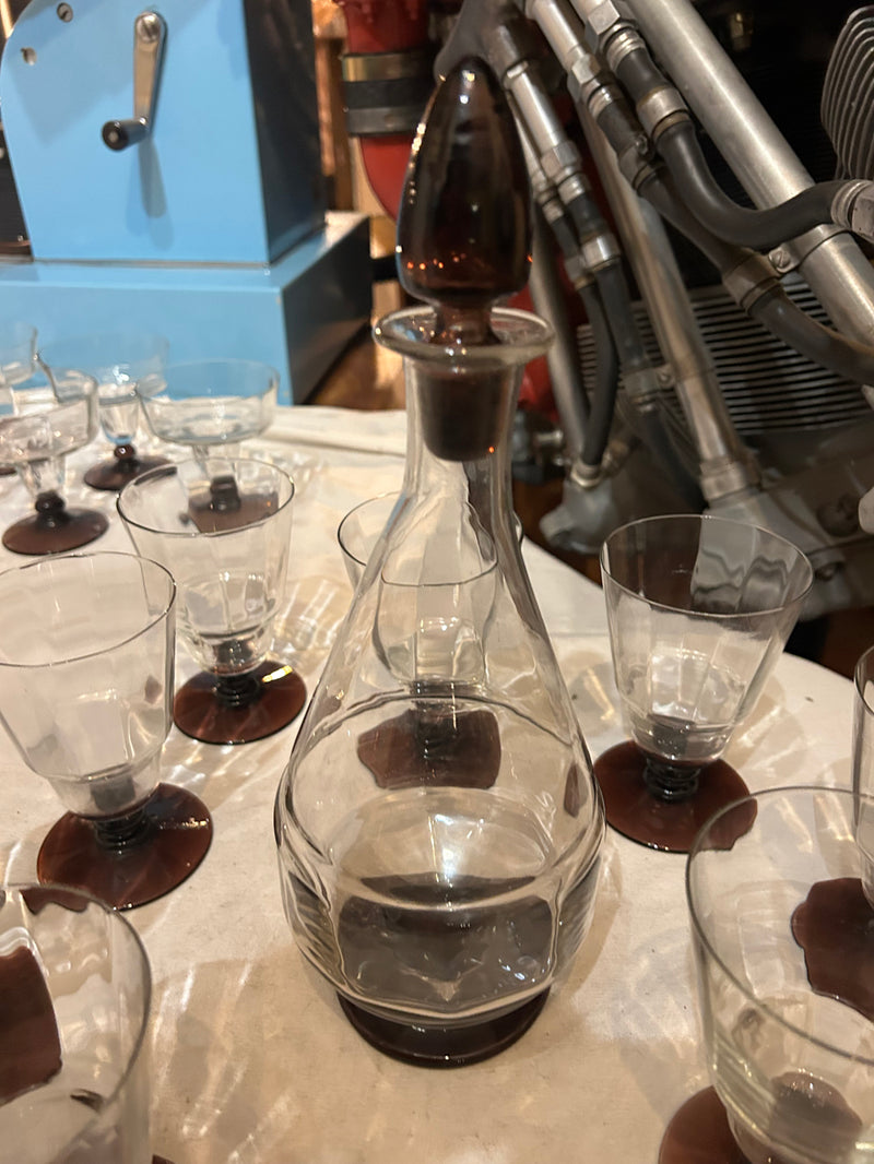 Lot de 9 verres à vin et carafe ART DECO - Réf 4591