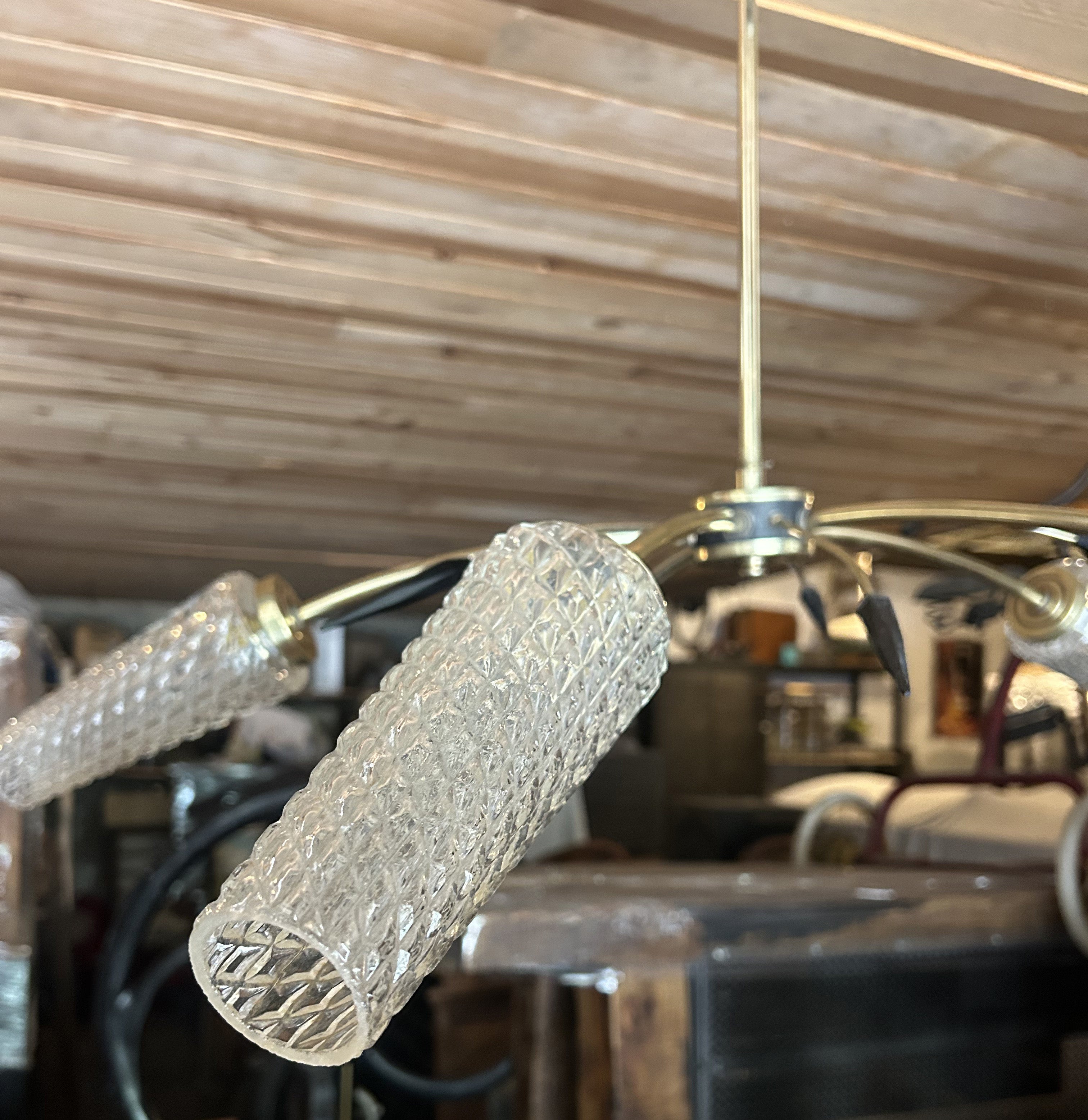 Lustre 5 branches laiton 1950