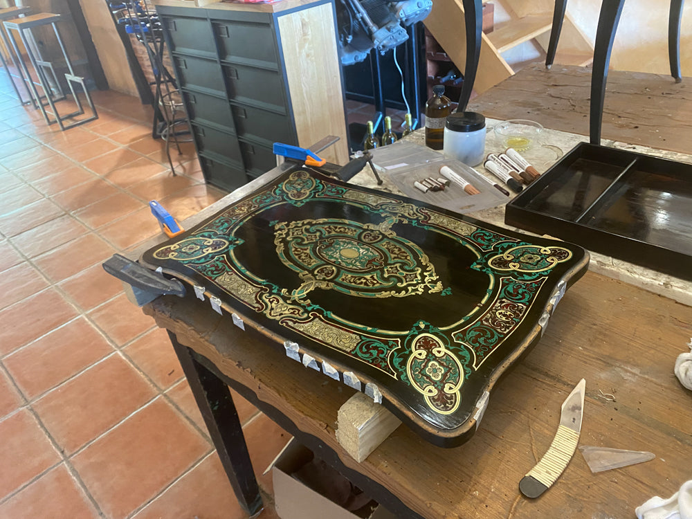 Travailleuse Style Boulle Époque Napoléon III Marqueterie