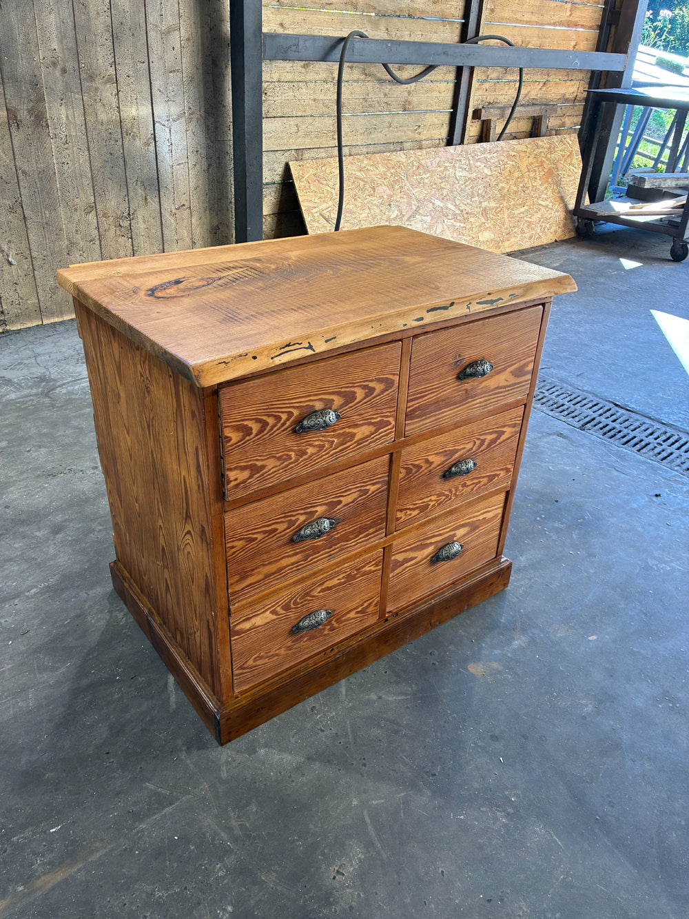 Meuble de Métier 6 Tiroirs Pitchpin 1900