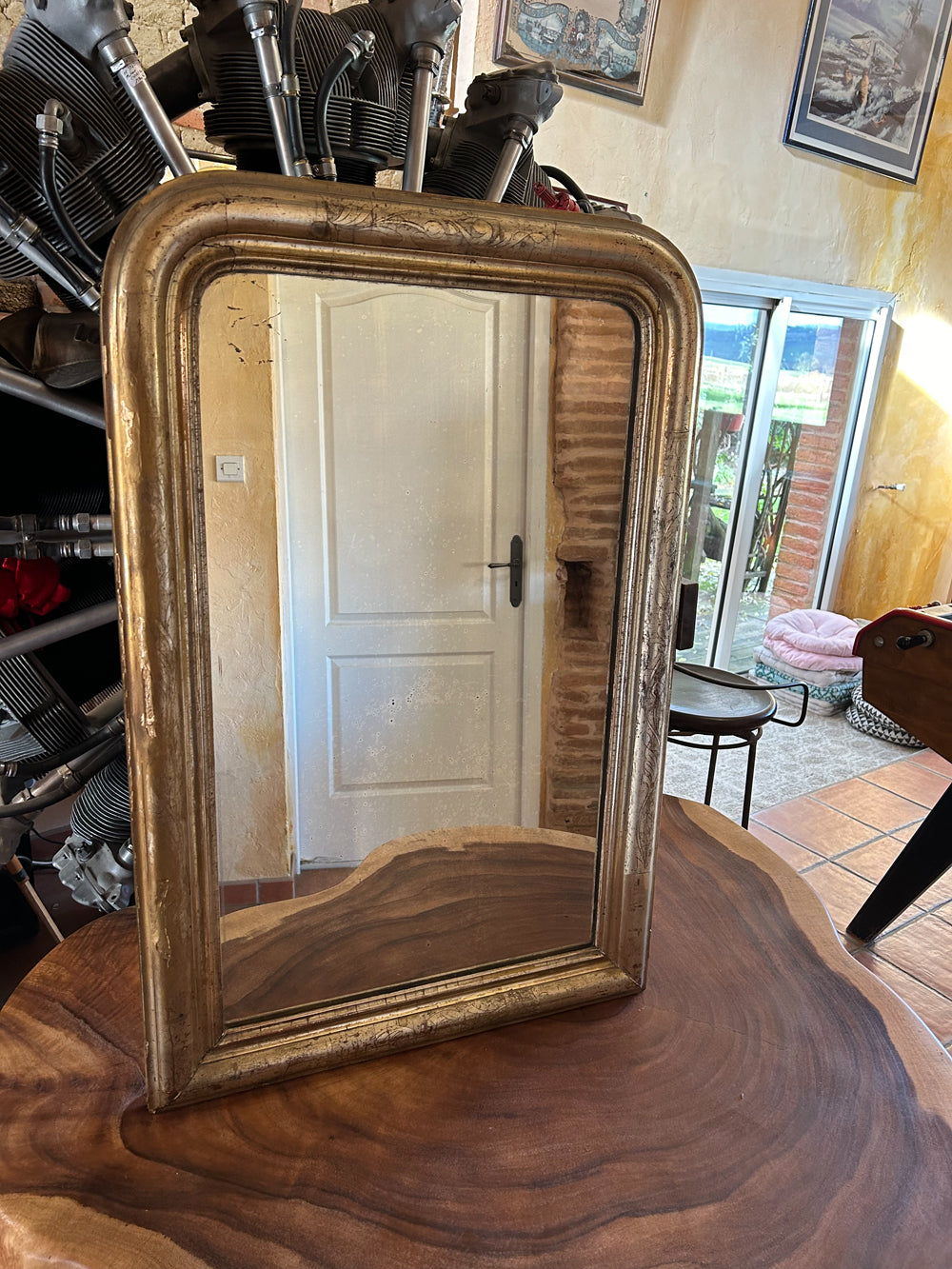 Miroir Louis Philippe bois et stuc dorè Réf 4183