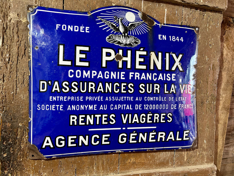 Plaque émaillée Le Phenix 1930 réf 4146