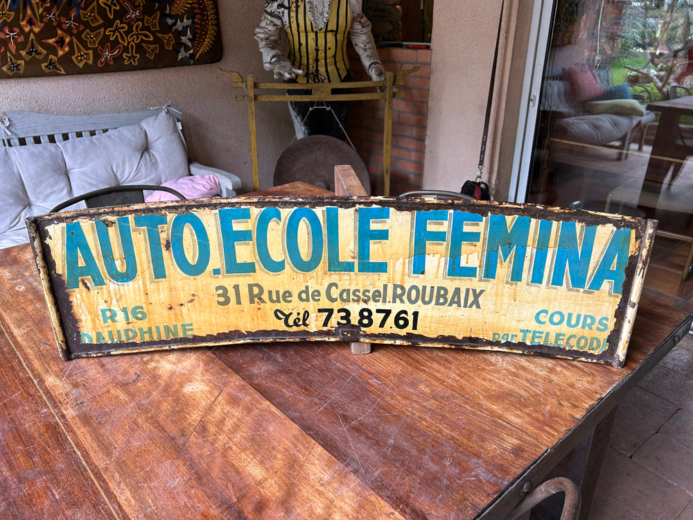 Plaque tôle peinte recto verso " Auto-Ecole " 1960 Réf 4443