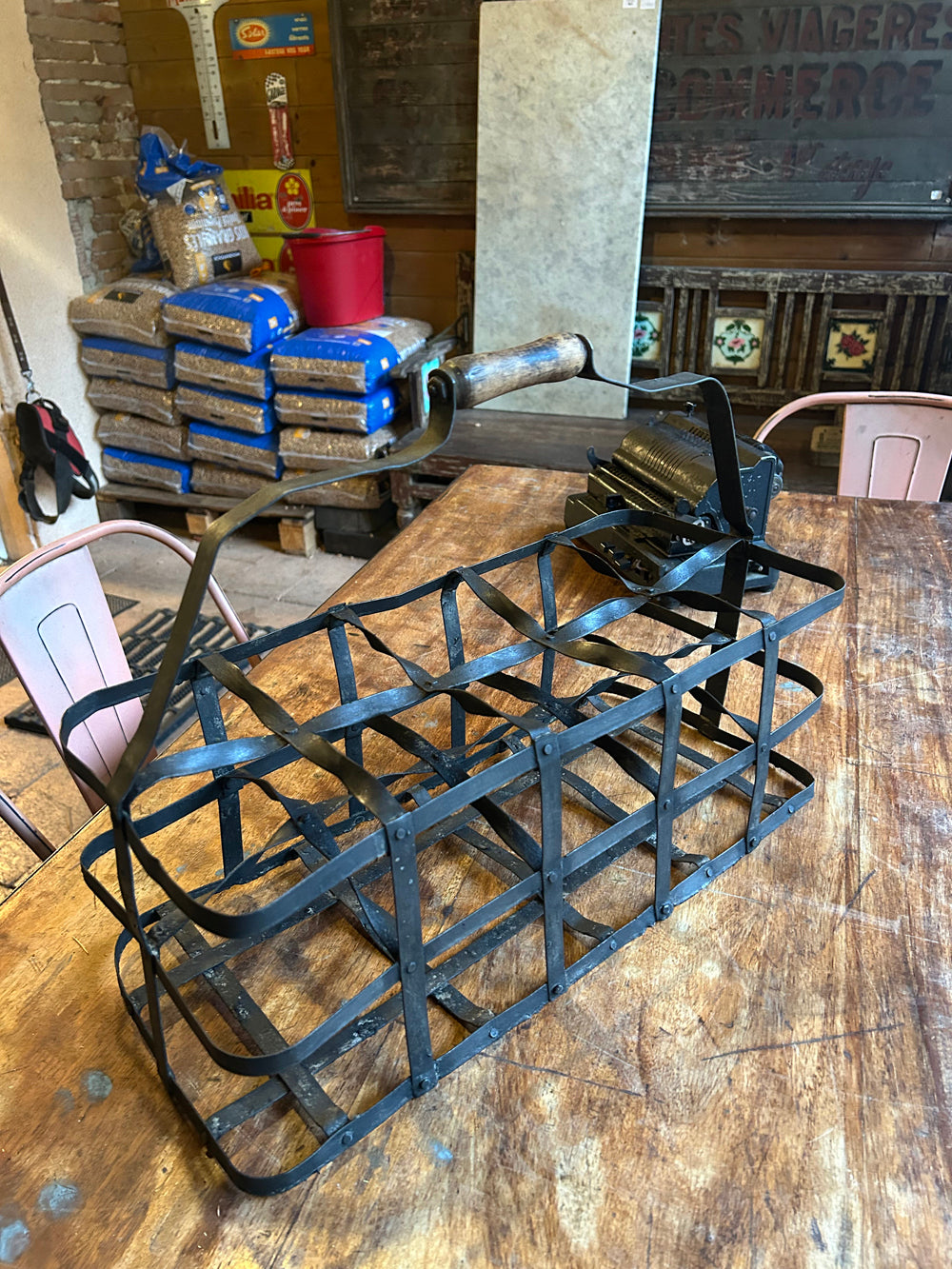 Porte ou casier  bouteilles métal 1930 - Réf 4613