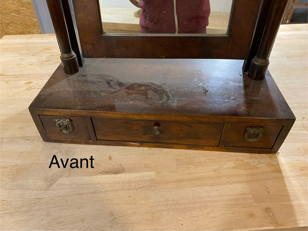 Psyché de Table Époque Empire Acajou - Miroir Pivotant Bronze Doré 1810 Réf 4512