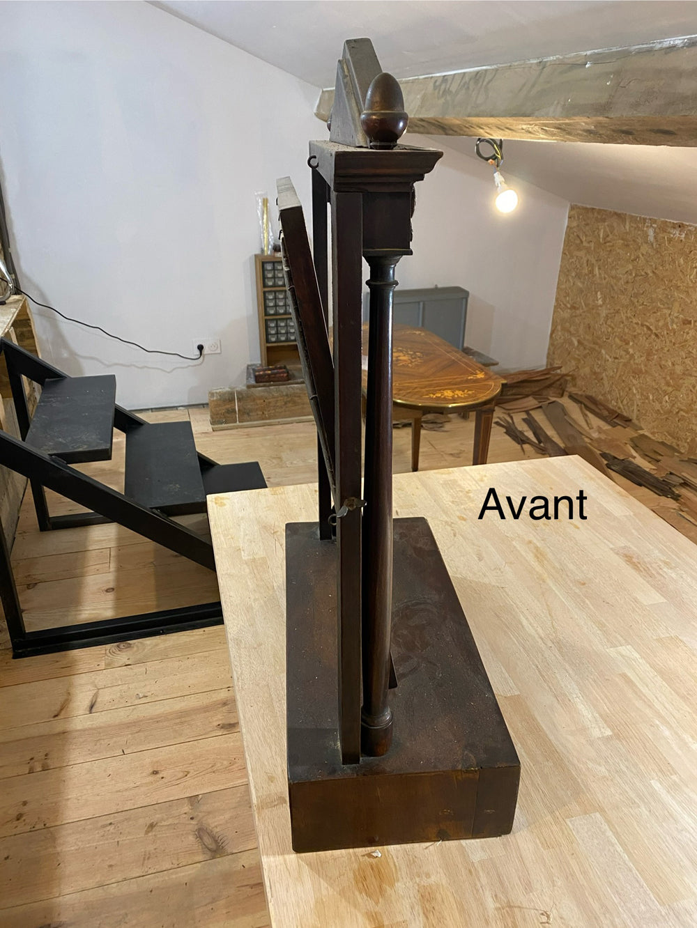 Psyché de Table Époque Empire Acajou - Miroir Pivotant Bronze Doré 1810 Réf 4512