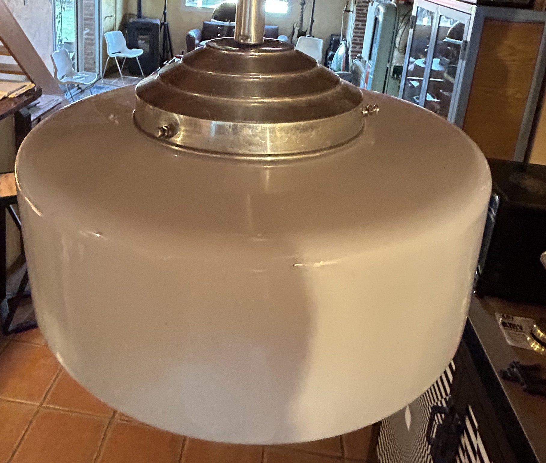 Suspension Opaline blanche 1950- RF4719