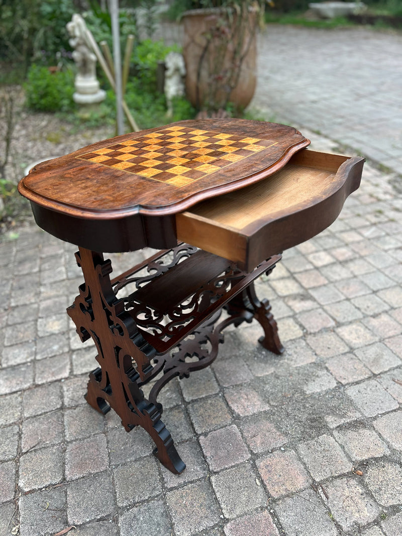 Table à jeu marqueté époque 1900 Réf 4484