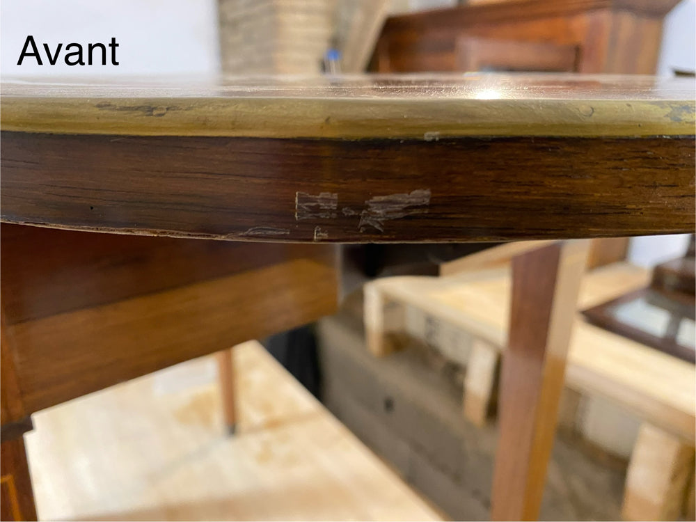 Table à Oreille 19ème Style Louis XVI Acajou Marqueterie