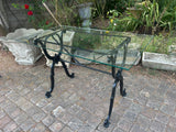 Table bistrot piètement fonte 1950 plateau verre Réf 4531