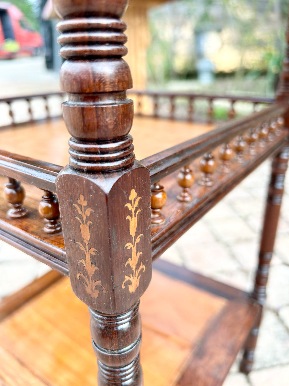 Table d'Appoint Napoléon III Marbre Griotte Acajou