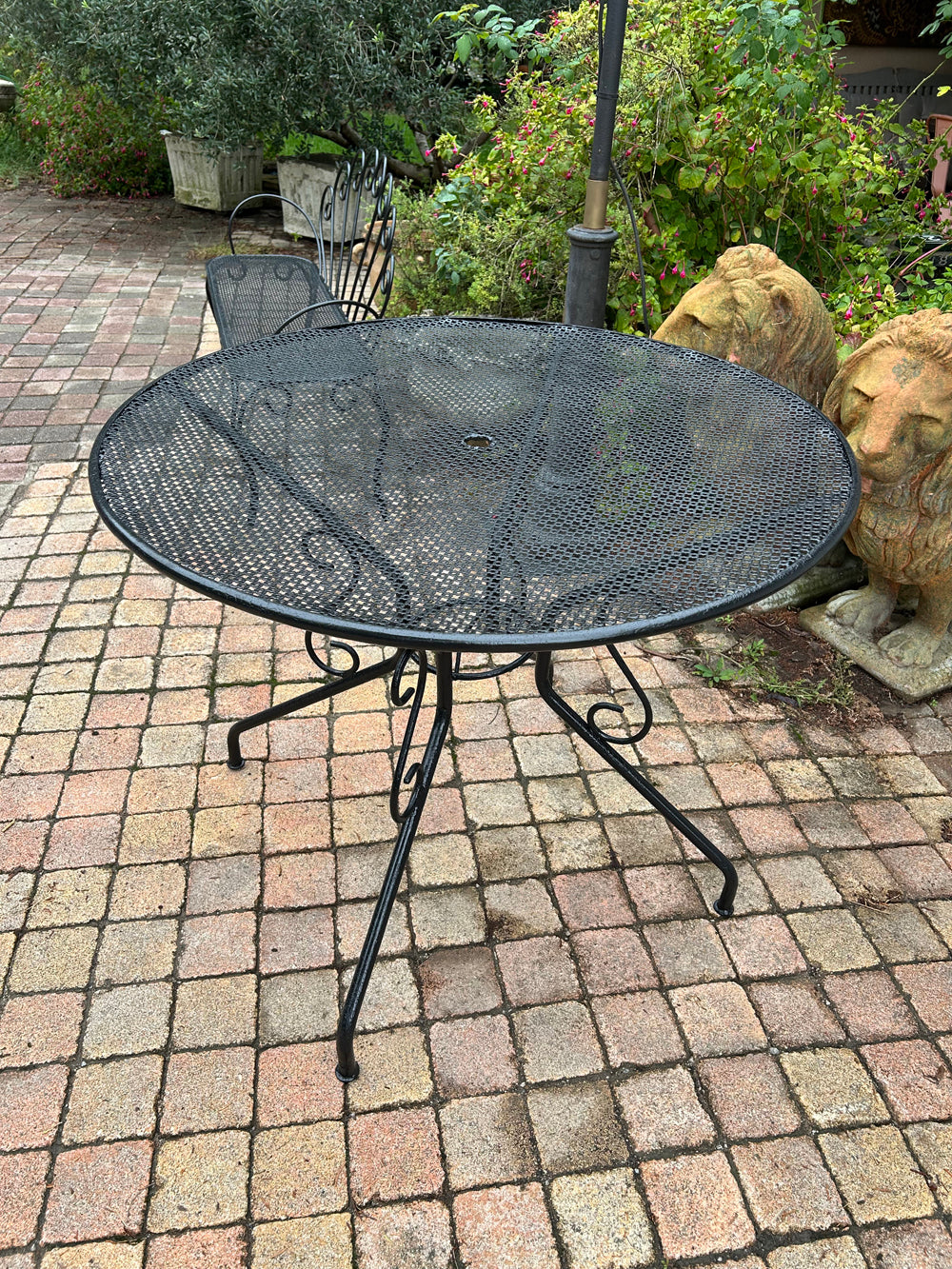 Table de Jardin Vintage Métal Fer Forgé 1950 - Réf 4559