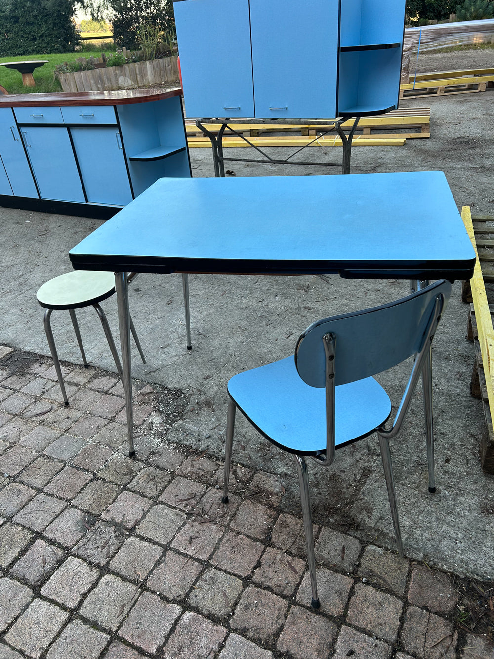 Table Tabouret Chaise Formica Bleu Réf 4363