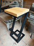 Tabouret De Bar Manhattan, Sur Mesure, Style Industriel Bois Et Métal, 76 Cm
