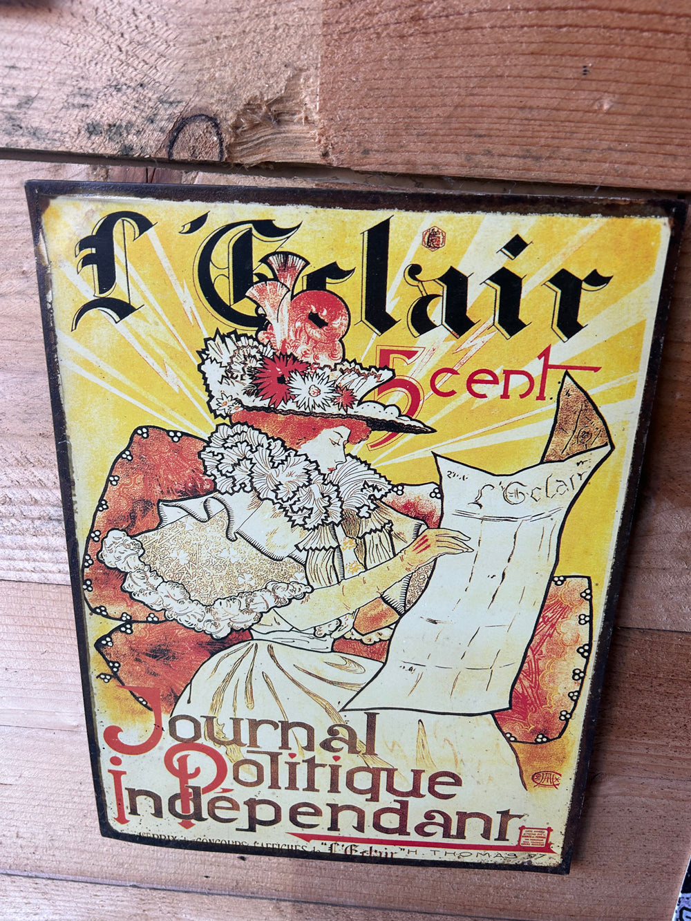 Tôle peinte " Journal l'éclair " reproduction réf 4452
