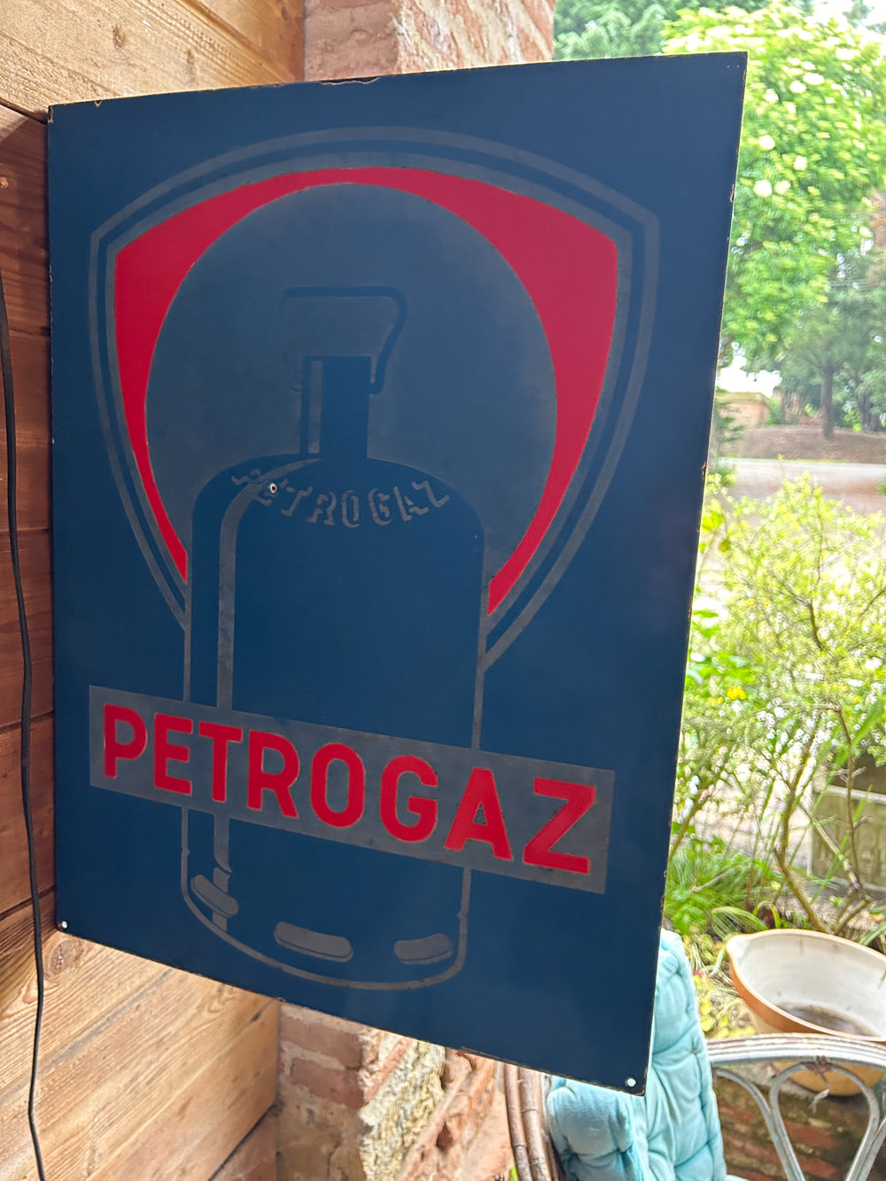 Grande plaque émaillée double face PETROGAZ 1960 Réf 4252