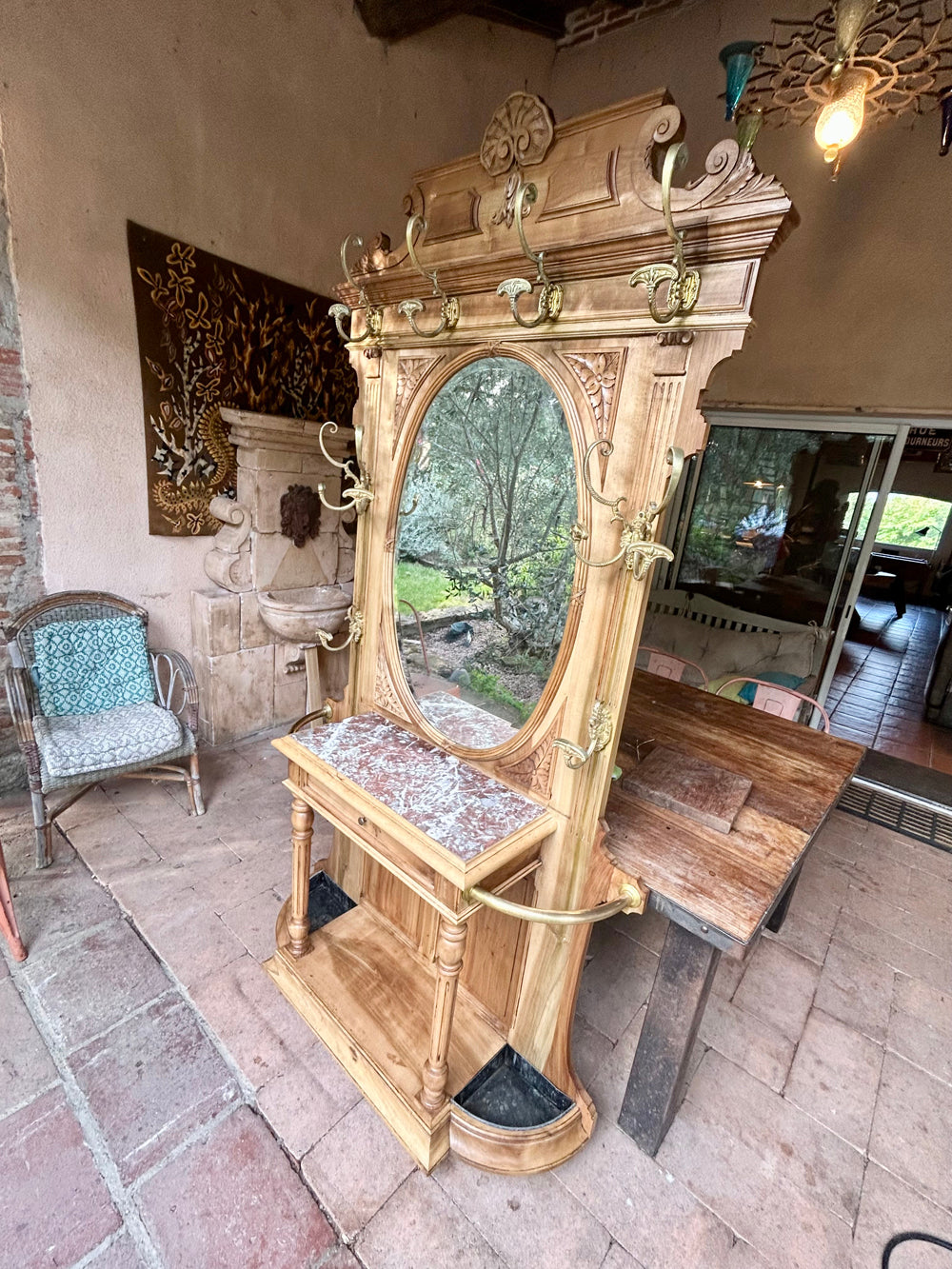 Vestiaire Porte Manteau d'Entrée Noyer 1900