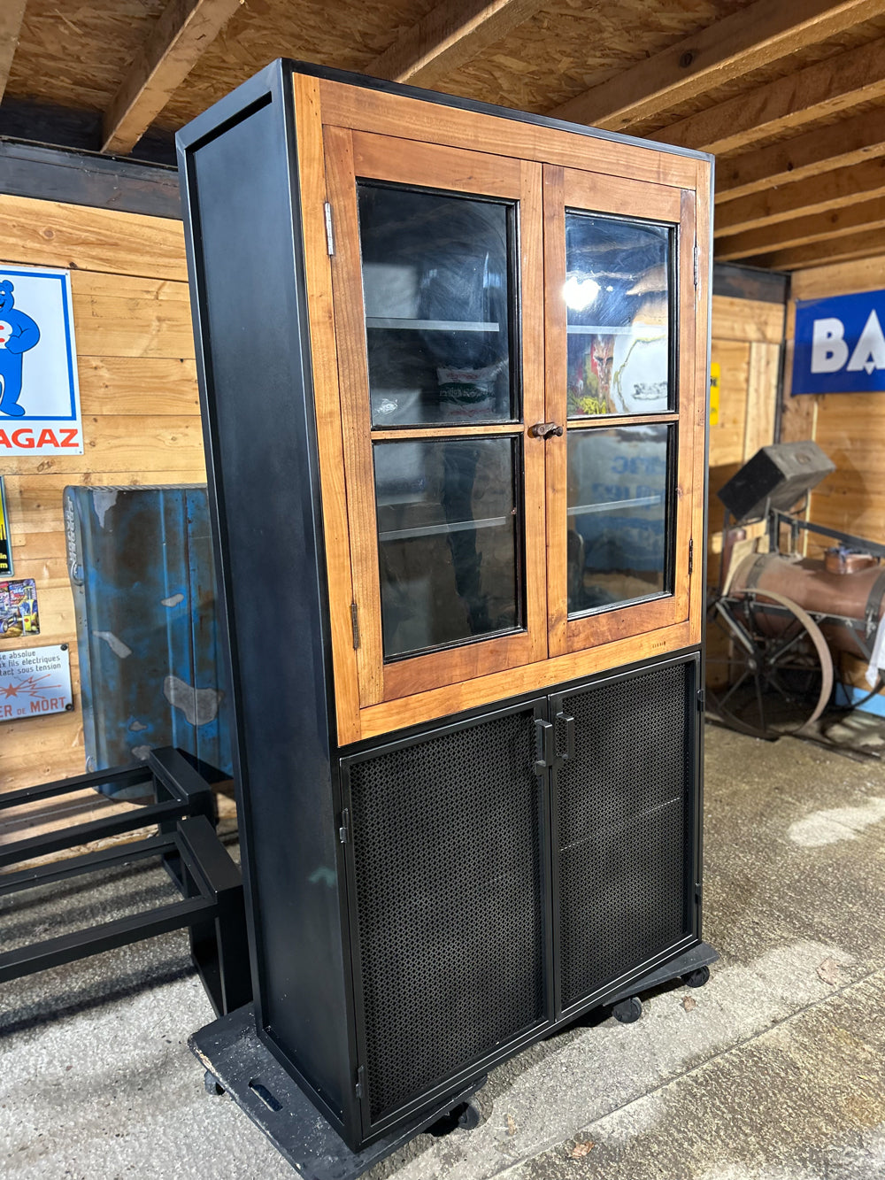 Vitrine Bibliothèque d'Atelier Façade Bois 1900