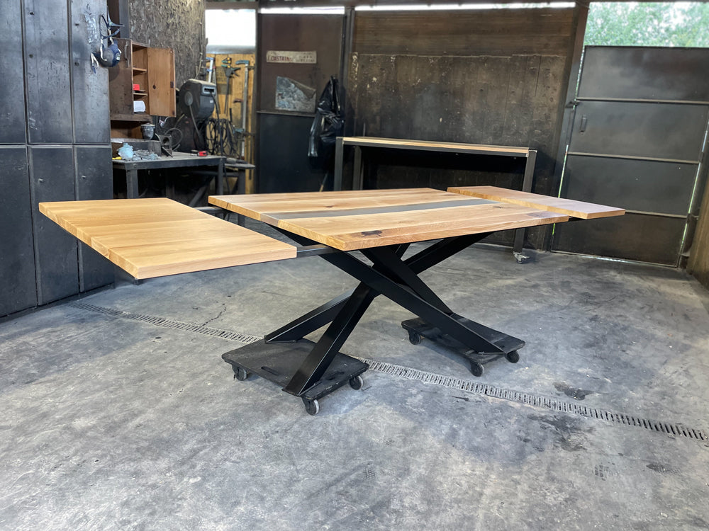 Table sur mesure design industrielle avec rallonges – BROCANTETENDANCE