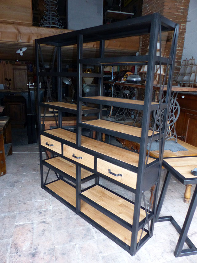 Bibliothèque design industriel déstructuré PRIX de base : 1690€ réf 3592