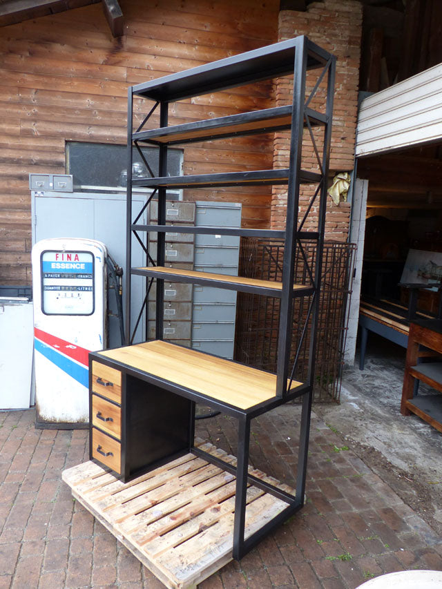 Bureau/bibliothèque design industriel PRIX de base : 1900€ réf 3604