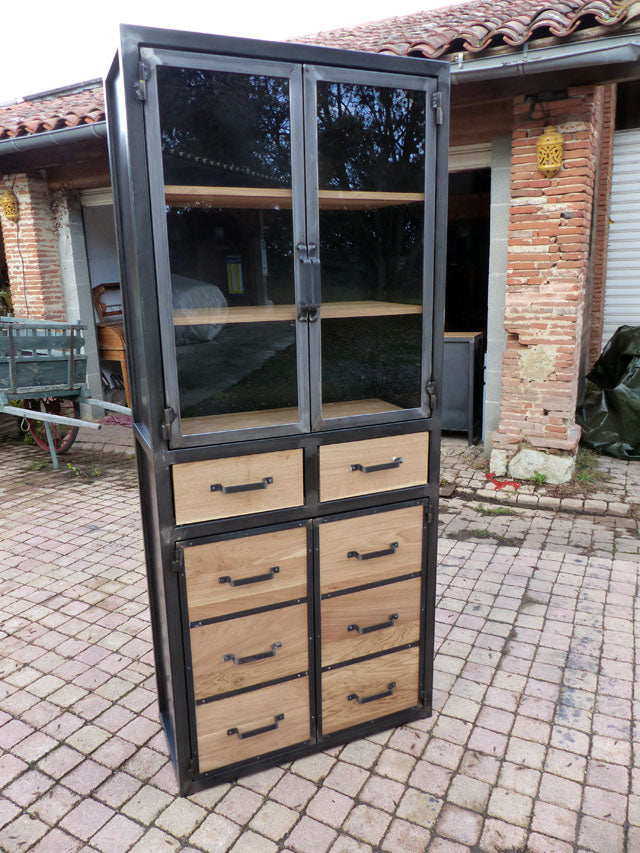 Bibliothèque industrielle vitrée PRIX de base : 1590€réf 3444