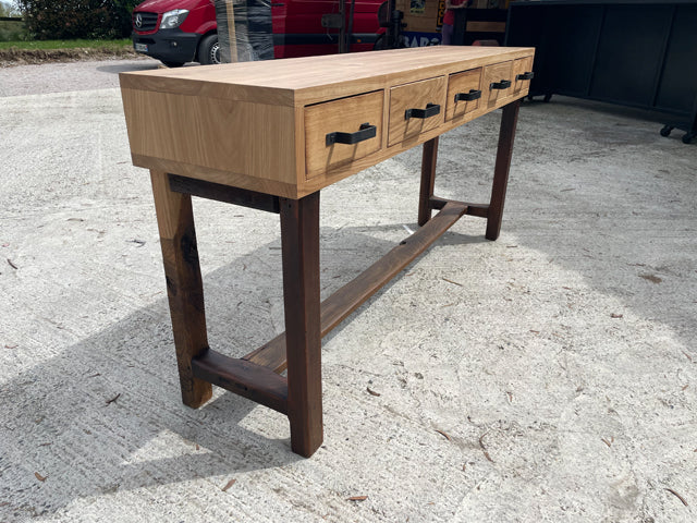 Console 5 tiroirs chêne