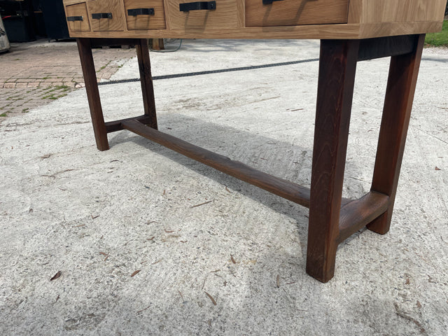 Console 5 tiroirs chêne