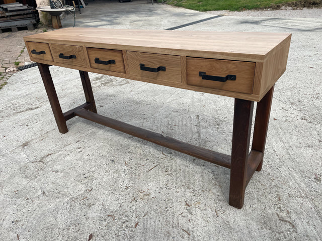 Console 5 tiroirs chêne