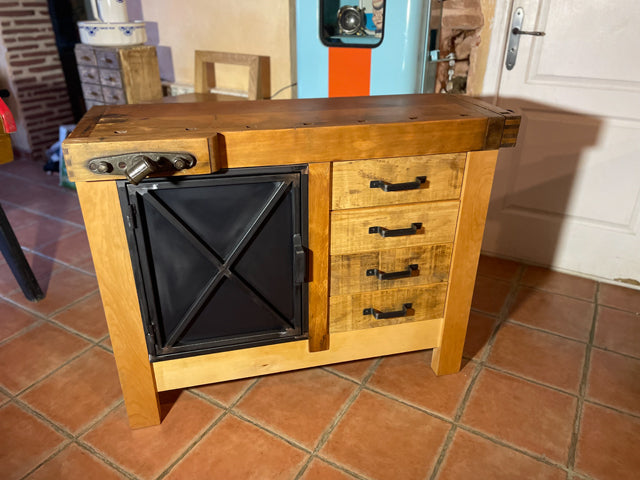 Etabli menuiserie 4 tiroirs et 1 porte