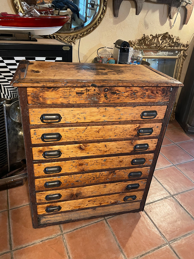 Meuble de mètier 8 tiroirs 1900