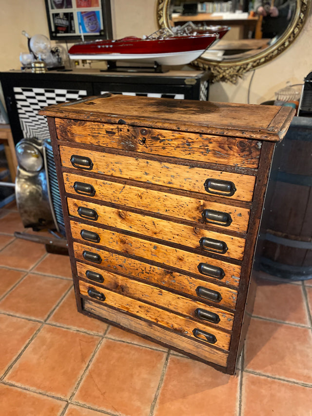 Meuble de mètier 8 tiroirs 1900
