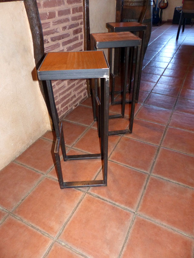 Tabouret De Bar Manhattan, Sur Mesure, Style Industriel Bois Et Métal, 76 Cm