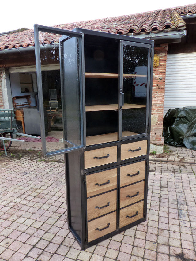 Bibliothèque industrielle vitrée PRIX de base : 1590€réf 3444