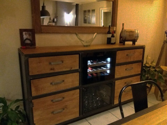 Buffet industriel métal et chêne PRIX de base1590€ réf 2718