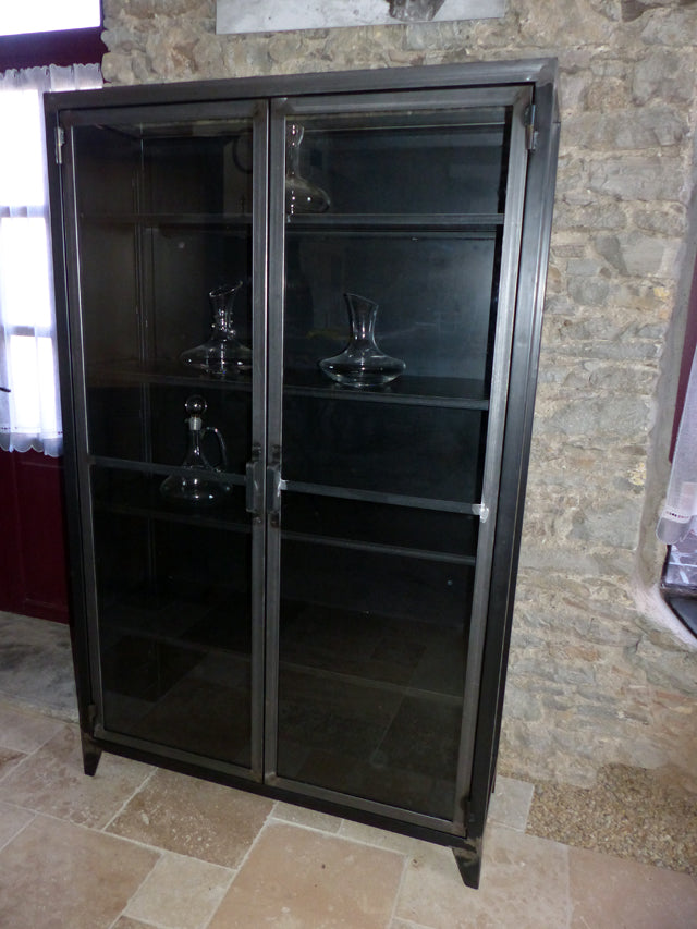 Vitrine industrielle sur mesure tout métal et verre – BROCANTETENDANCE