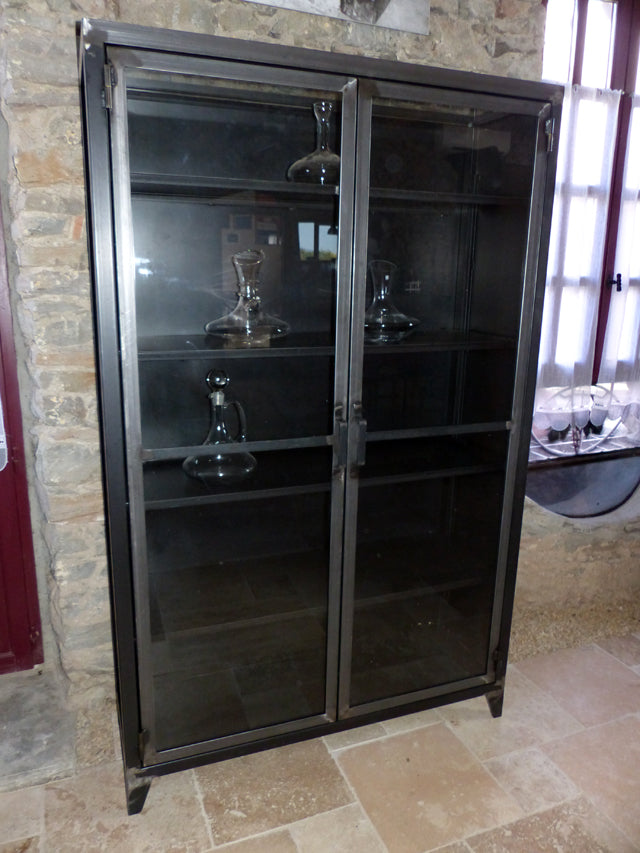 Vitrine industrielle sur mesure tout métal et verre – BROCANTETENDANCE