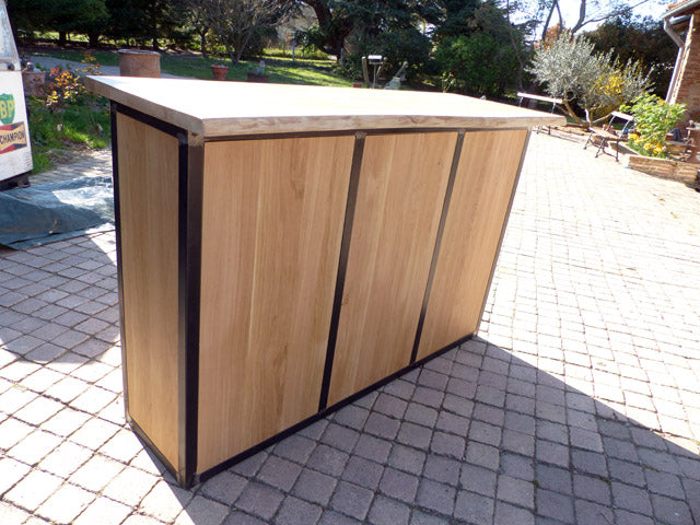 Comptoir industriel bois chêne et métal PRIX de base: 1450€ réf 3345