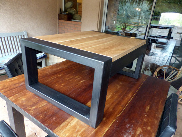Table basse métal chêne PRIX de base: 790€ réf 3316